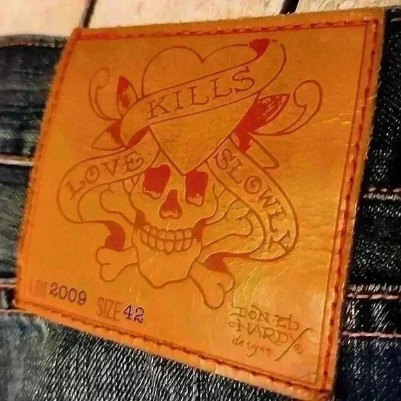 Ed Hardy 42x34 RARE 2009 Tattoo Skull and Eagle Beaded Vintage Classic Kool - Picture 12 of 14